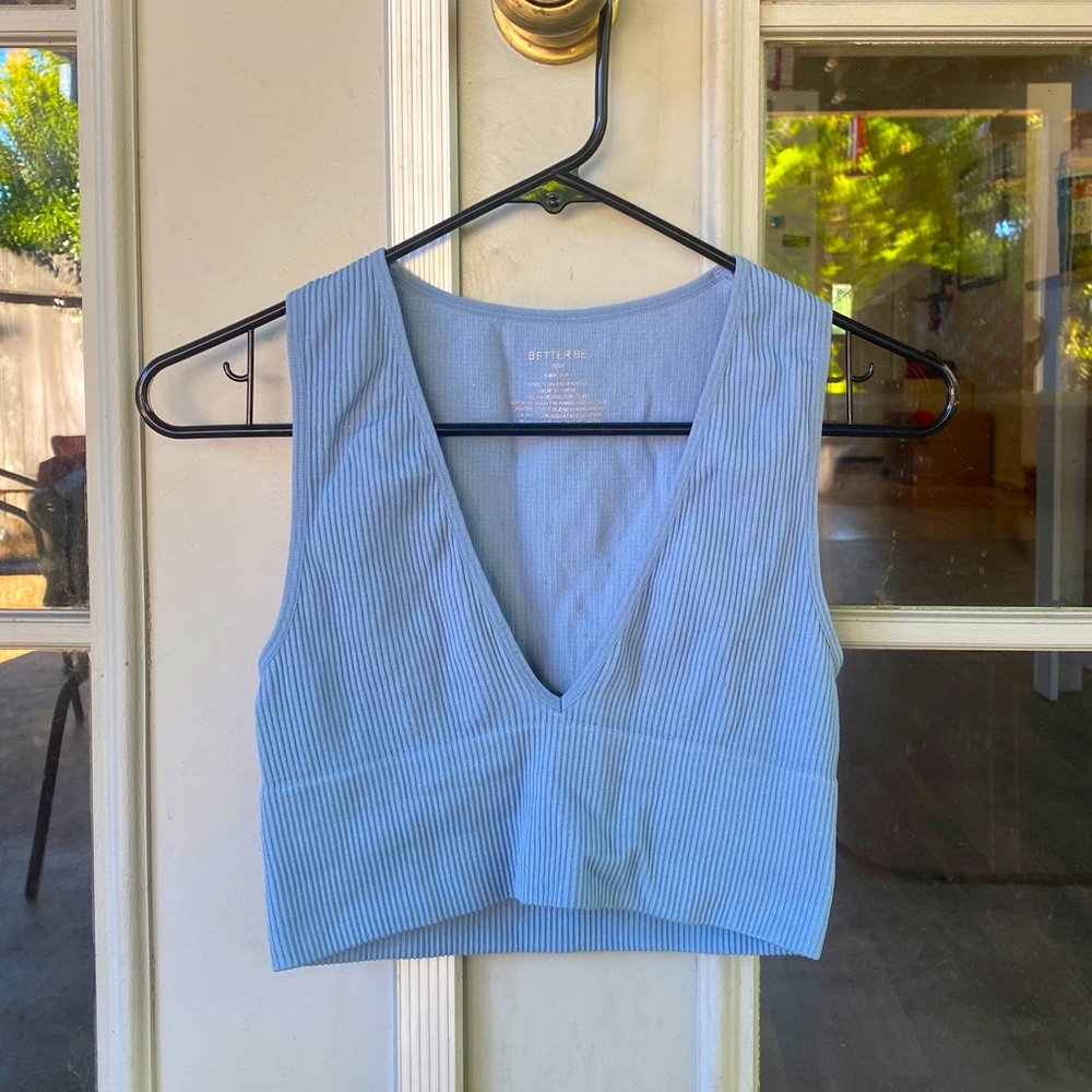 Light blue V-line tank top